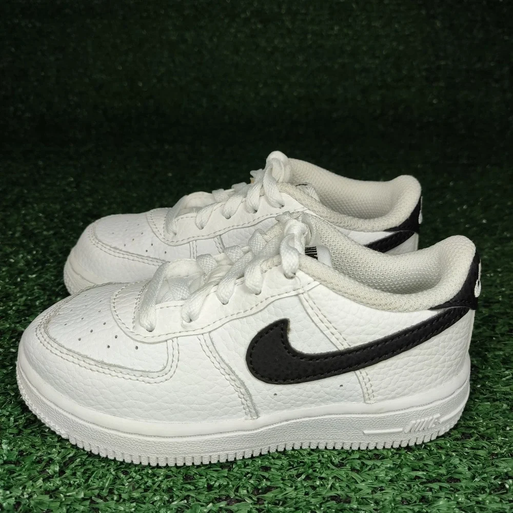 Nike Sneaker Kids 9C White Force 1 Low CZ1691-100 Tumbled Leather Athletic Shoes